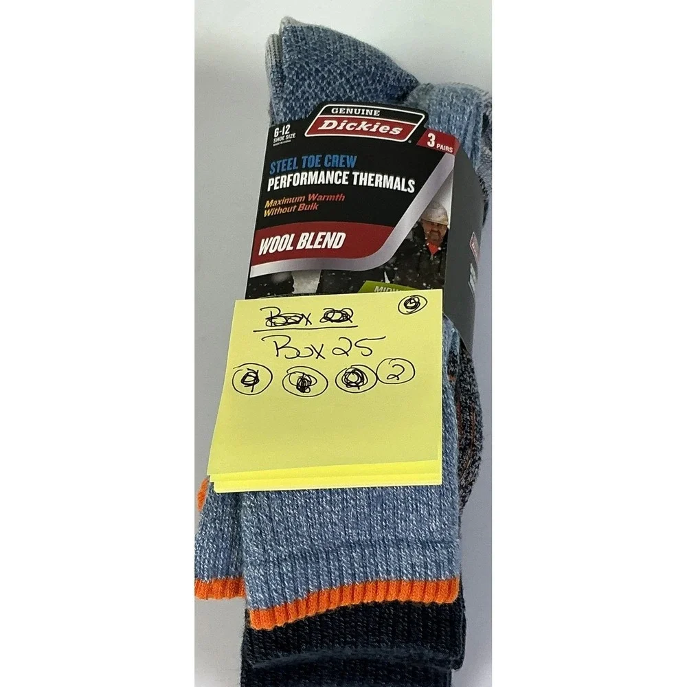 Dickies Mens Steel Toe Crew Performance Thermal Wool Blend Socks 3 Pairs Sz 6-12